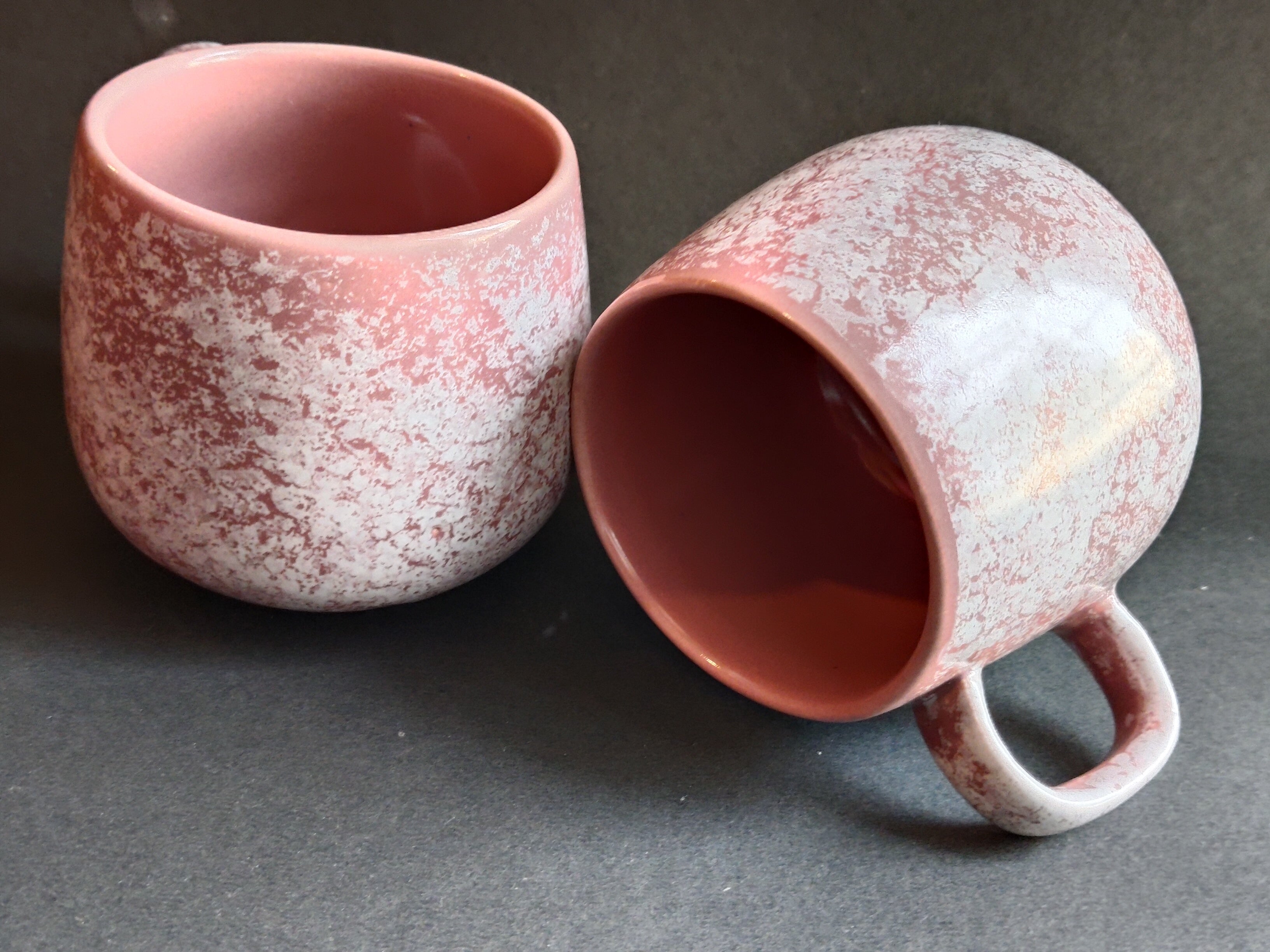Ceramic Coffee Cups|Clay glazed pottery| Set of 2| Pink