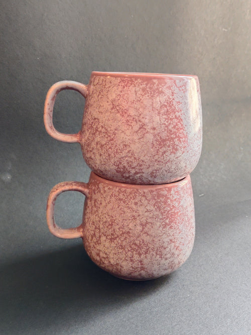 Ceramic Coffee Cups|Clay glazed pottery| Set of 2| Pink