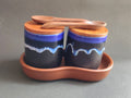Pickle Holder|Mango wood with Enamel| Set of 2| Blue Black